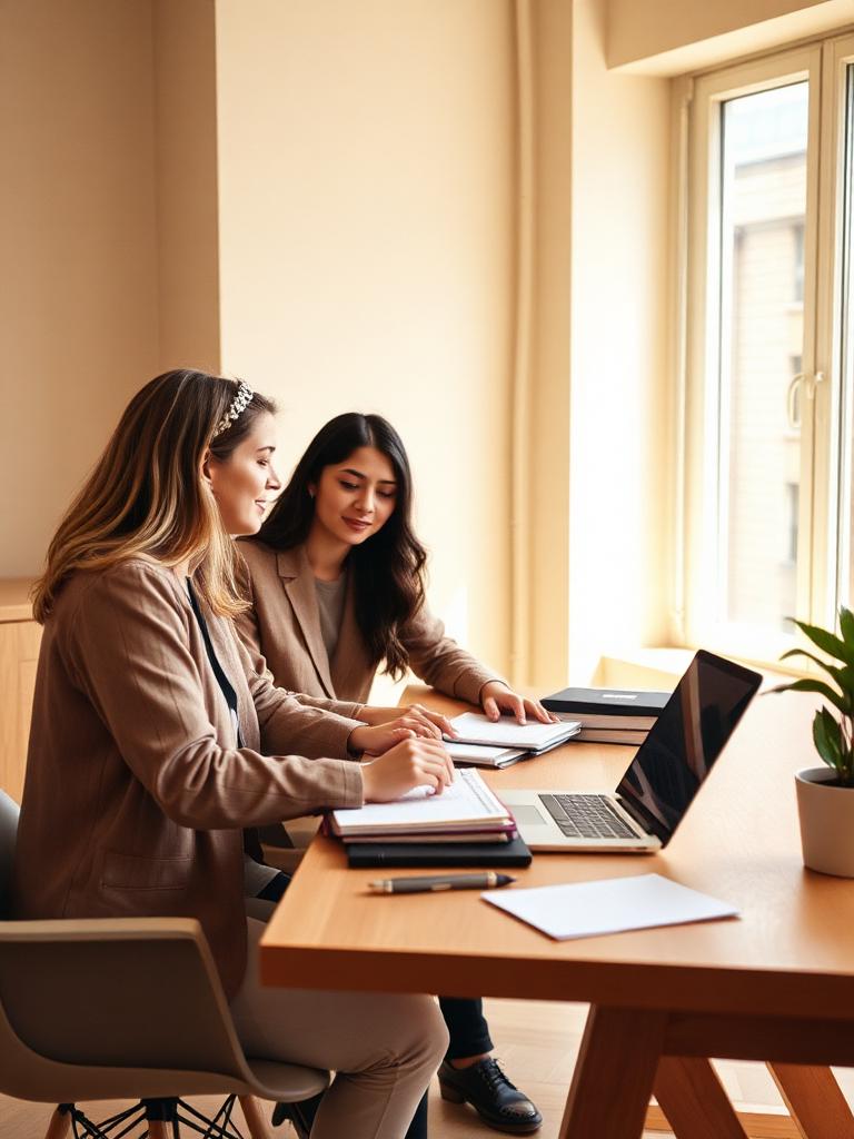 Marketing team working together in a bright studio