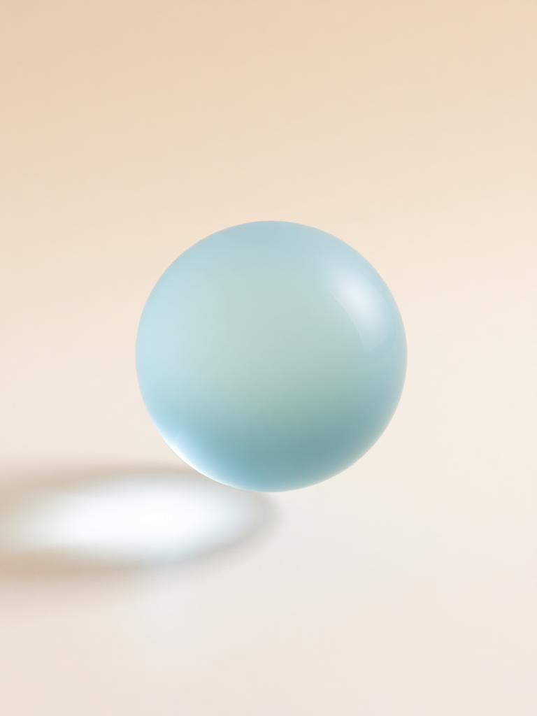 Soft glowing glass sphere on a cream backdrop